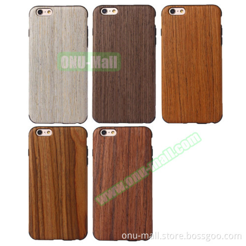2016 Hot Wood Paste Skin TPU Case for iPhone 6 6s, Wood Back Cover Case for iPhone 6